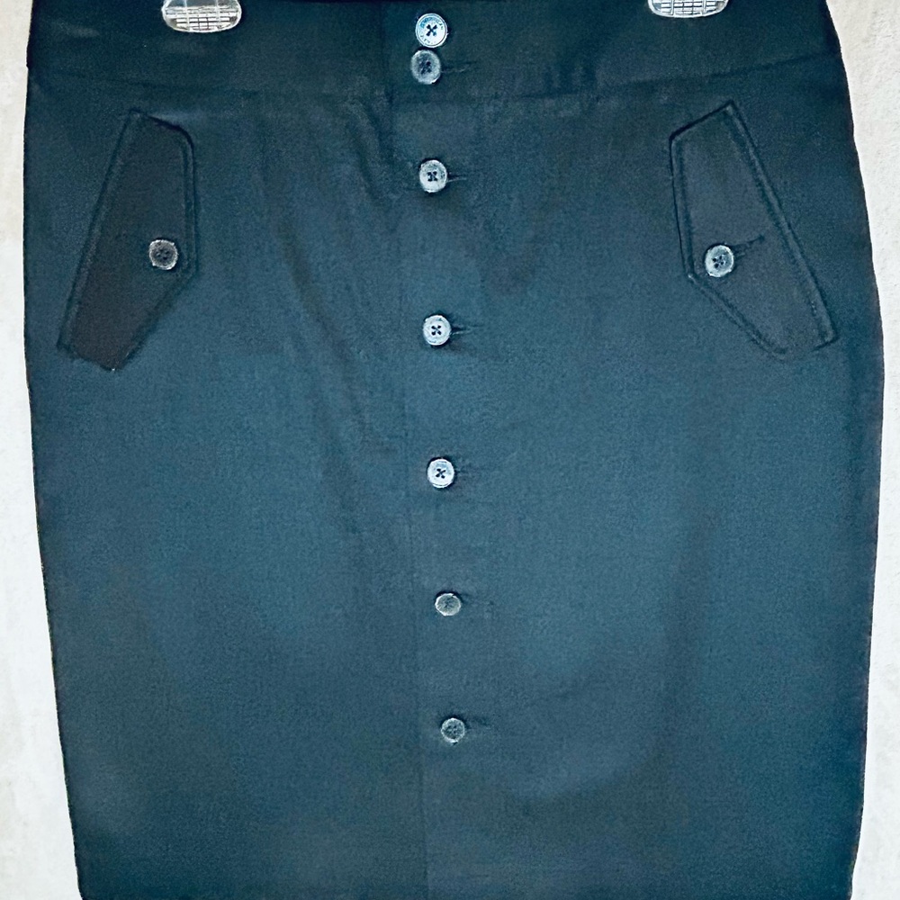 American Living Black Denim Button-Front pencil skirt | Size 10